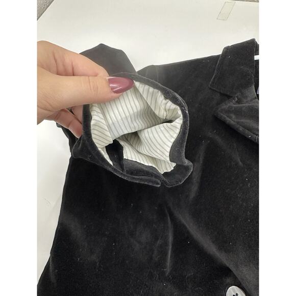 Banana Republic Womens Blazer Size 12 Black Velour Two Buton Up Lined Collared - Picture 4 of 13